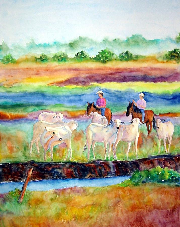 llanos Cowboys Painting by Patricia Beebe