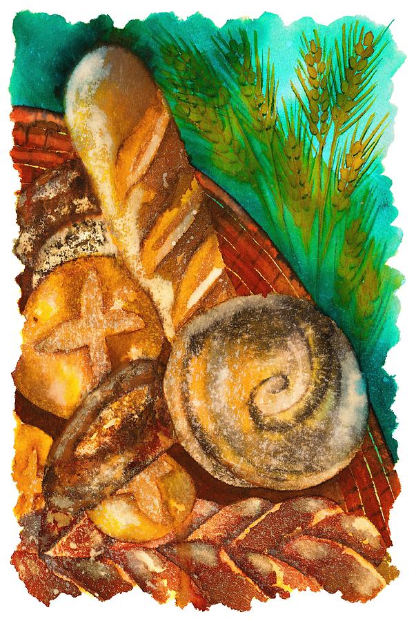 Loaves of Bread Drawing by Tess Stone