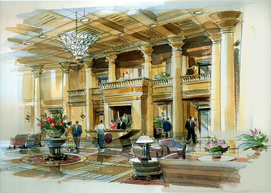Lobby Concept Atlanta Painting by Jack Adams Lobby Concept Atlanta Painting by Jack Adams