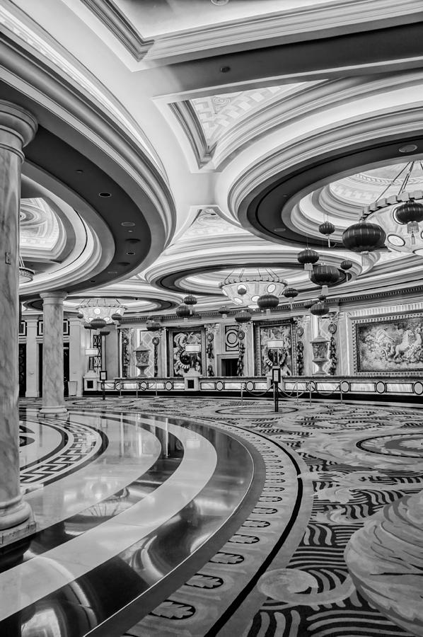Lobby of Caesars in Black and White Photograph by Jenny Hudson