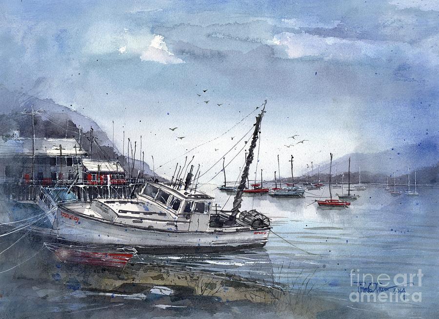 Lobster Boat Painting - Lobster Boat at Low Tide by Tim Oliver