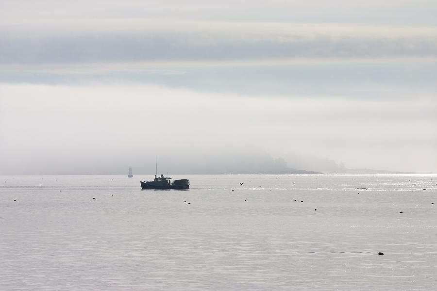 Summer Photograph - Lobster Boat - Fog - Cranberry Island - Maine by Keith Webber Jr