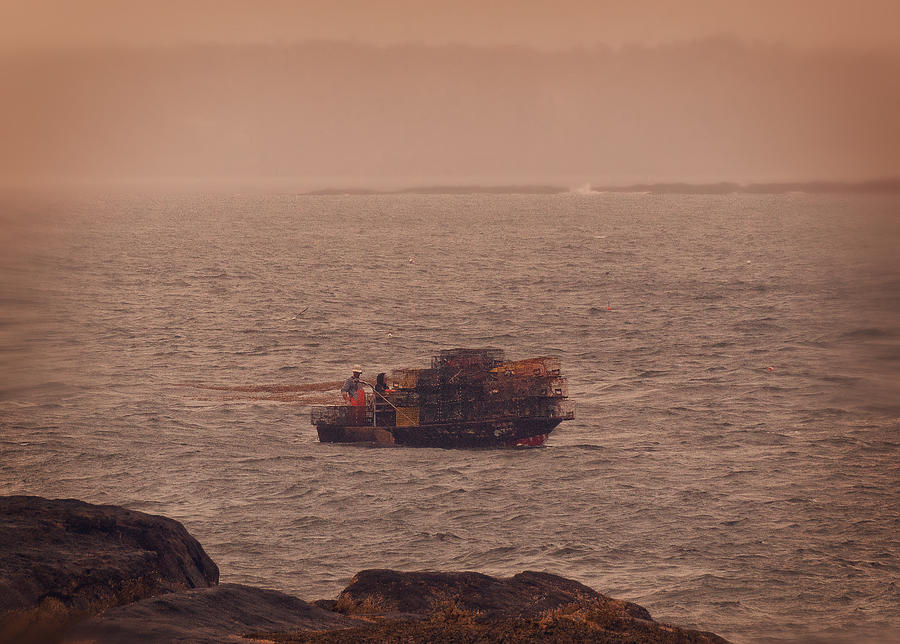 Lobster Boat in Downeast Fog Photograph by Mitchell R Grosky
