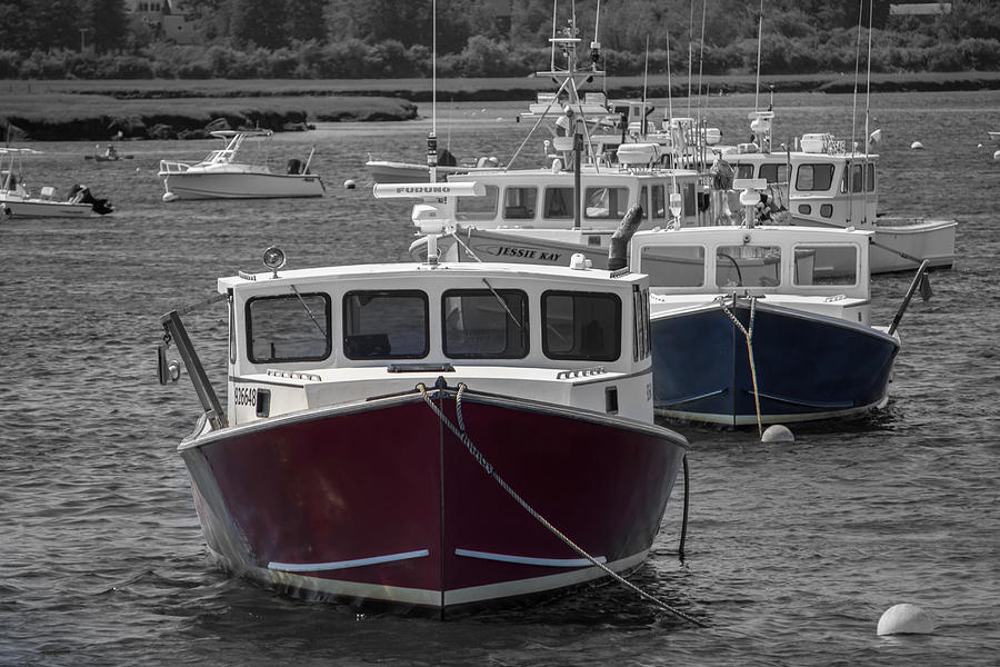 Lobster Boats Selective Color Photograph by Kirkodd Photography Of New England