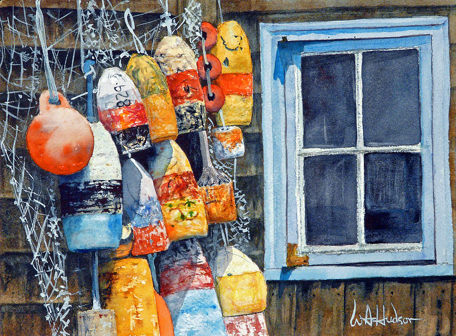Lobster Buoys Painting by Bill Hudson