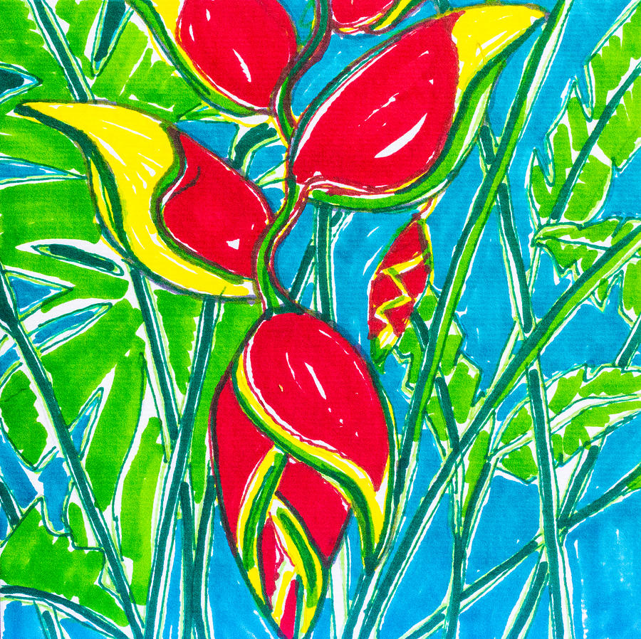 Lobster Claw Heliconia Painting by Kelly Smith