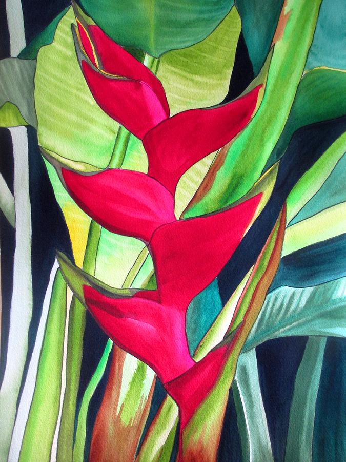 Heliconia Painting - Lobster Claw Heliconia by Sacha Grossel