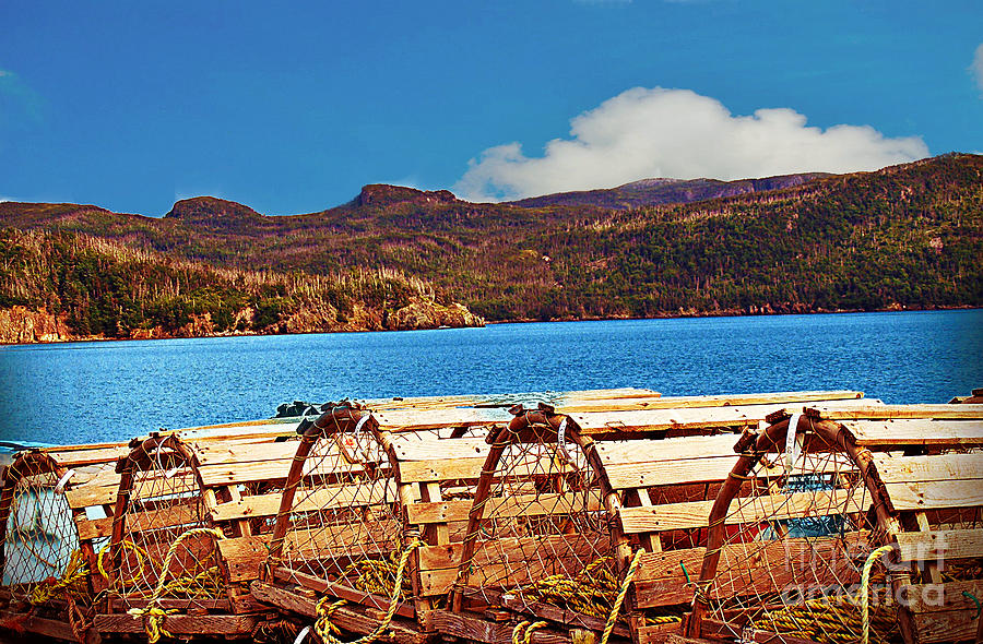 Lobster Pots Photograph - Lobster Pots and Blue Water by Barbara A Griffin