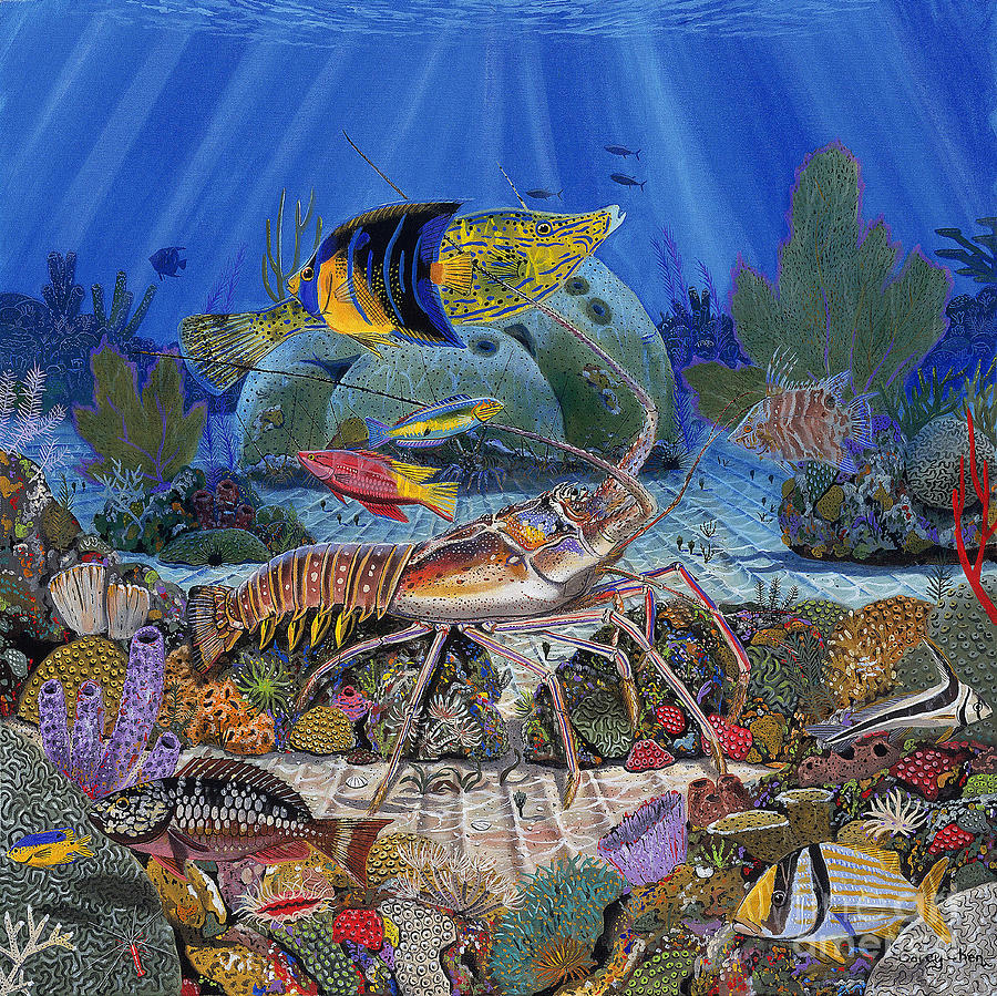 Turtle Painting - Lobster Sanctuary Re0016 by Carey Chen