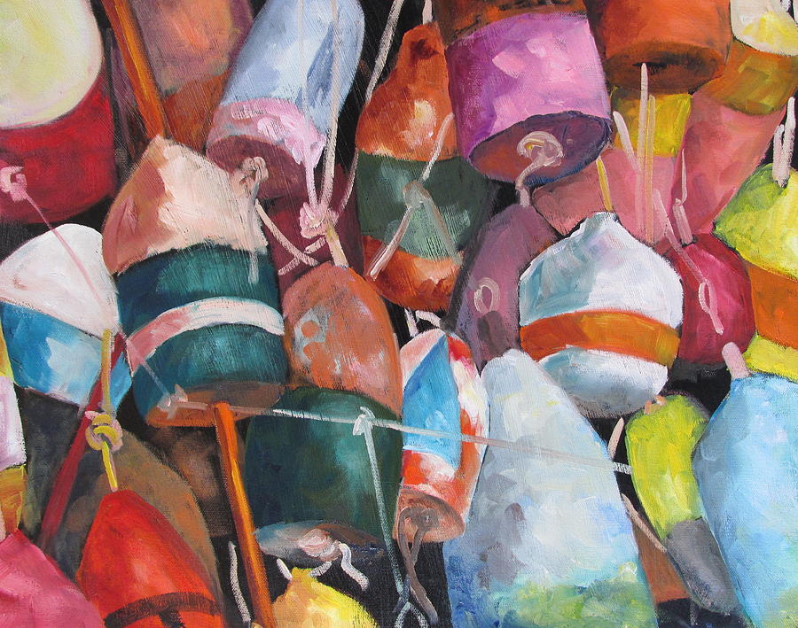 Lobster Trap Buoys Painting by Susan Richardson