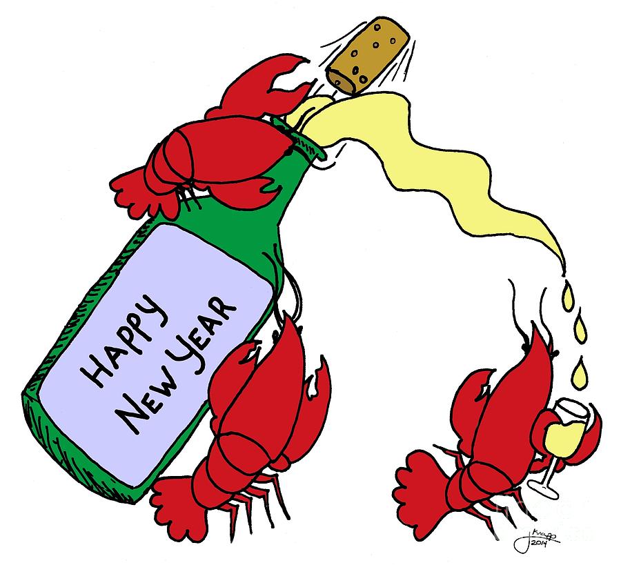 Lobsters New Years Celebration Digital Art by Julie Knapp