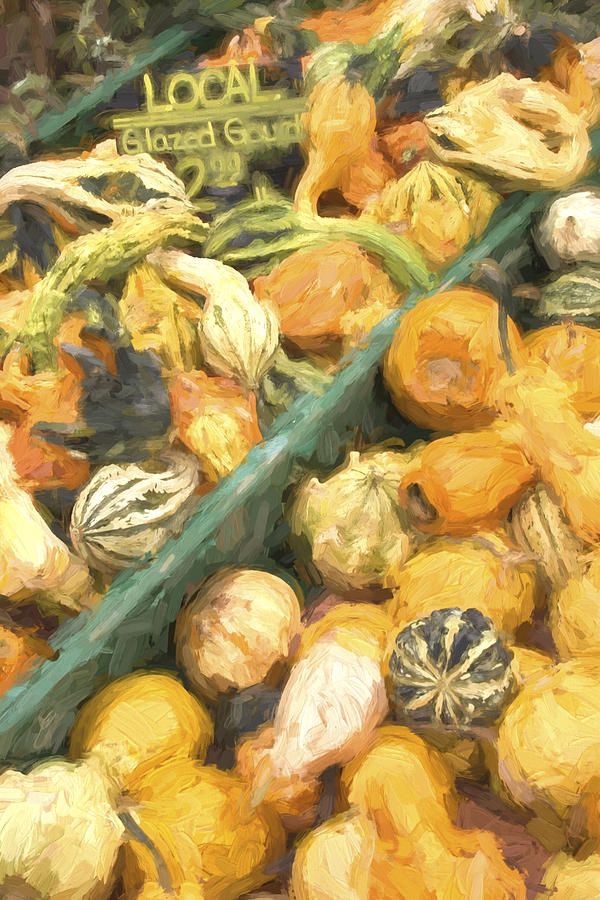 Vegetable Photograph - Local Glazed Gourds Painterly Effect by Carol Leigh