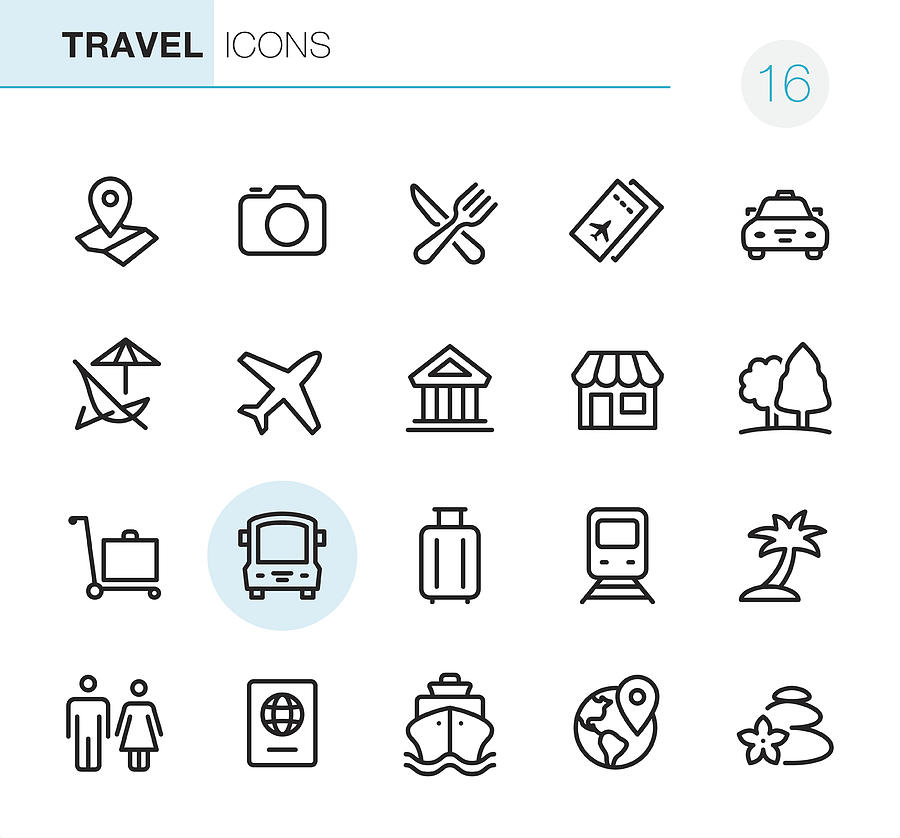Location and Travel - Pixel Perfect icons Drawing by Lushik