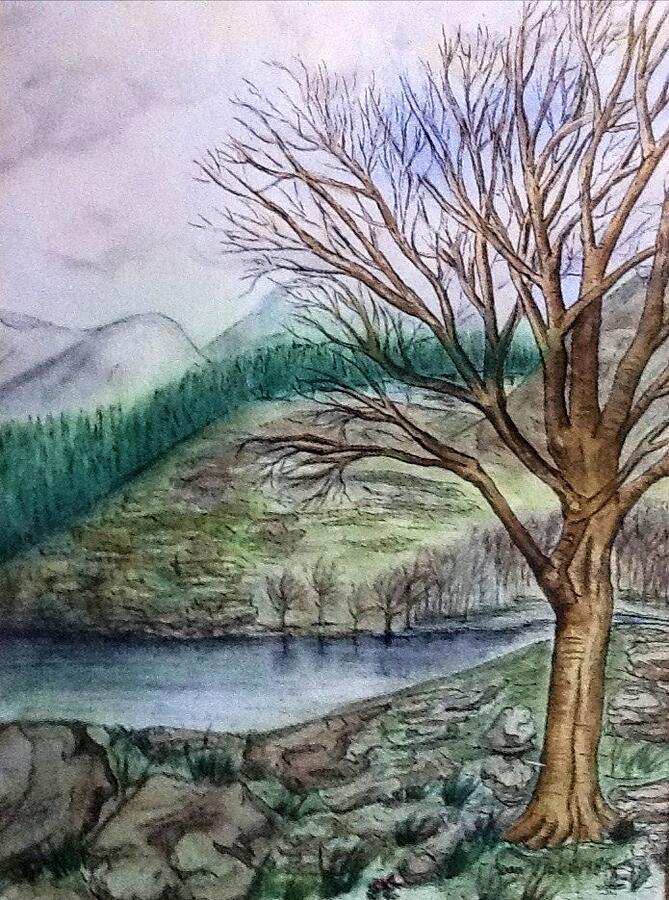 Loch Ard Stirling overlooking Loch aGhleannain Painting by Joan-Violet Stretch