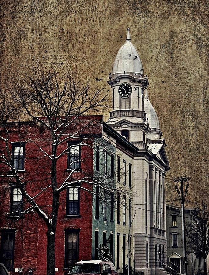 Lock Haven Courthouse Clock Vertical Photograph by Stephanie Calhoun
