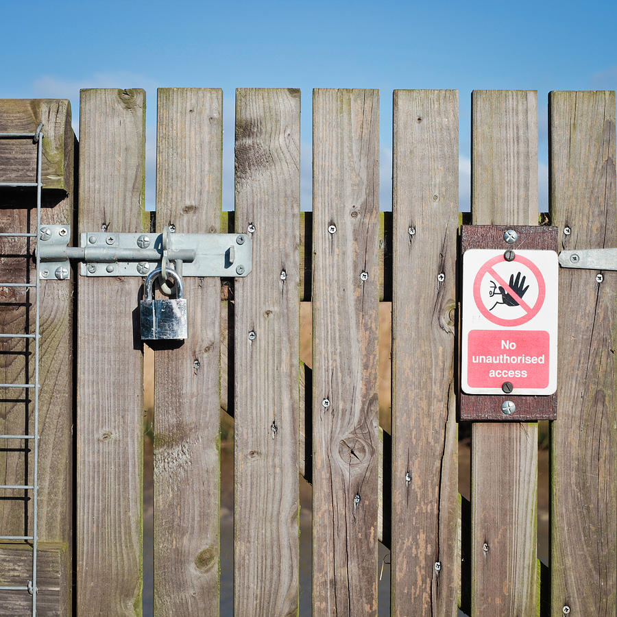 Sign Photograph - Locked gate by Tom Gowanlock