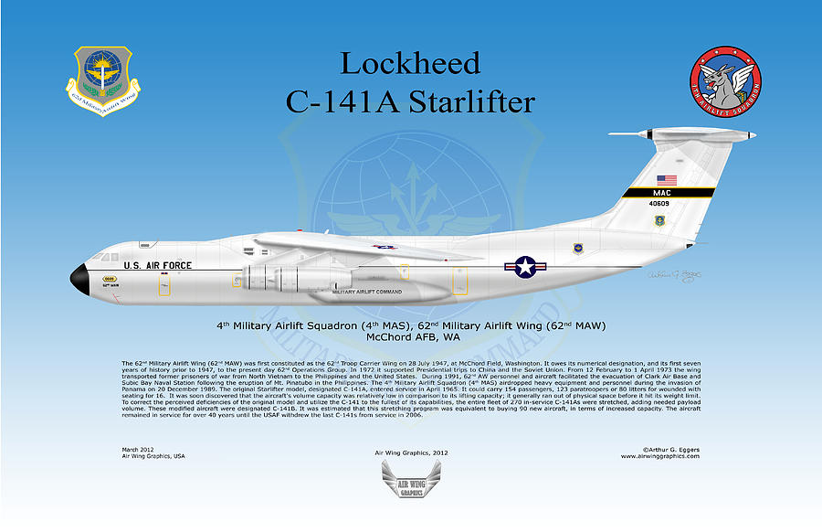 Military Lockheed C-141 Starlifter Cargo Airplane Aircraft Wall Framed Picture 
