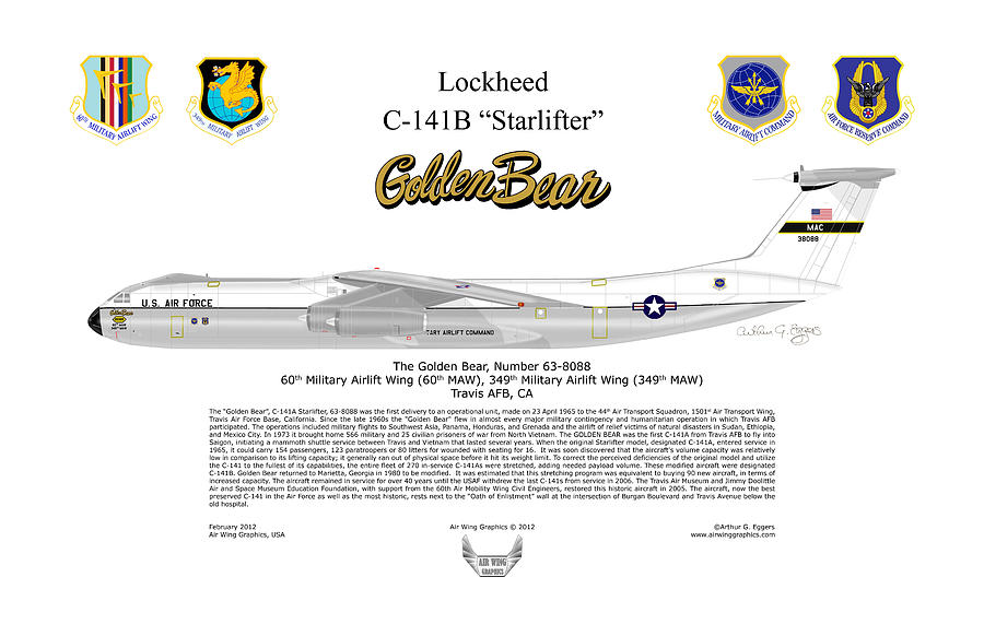Lockheed C-141B The Golden Bear Digital Art by Arthur Eggers