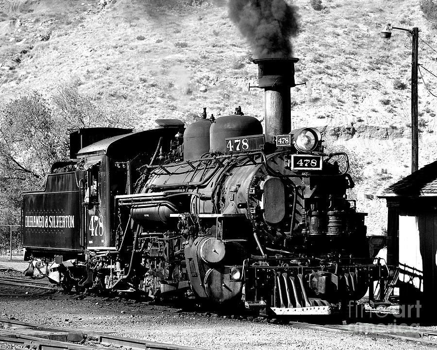 Black Photograph - Locomotive Black And White Train Steam Engine by Jerry Cowart