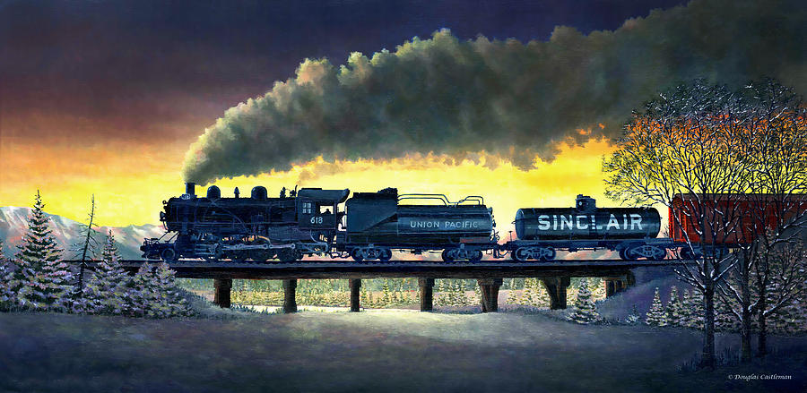 Locomotive in Winter Painting by Douglas Castleman