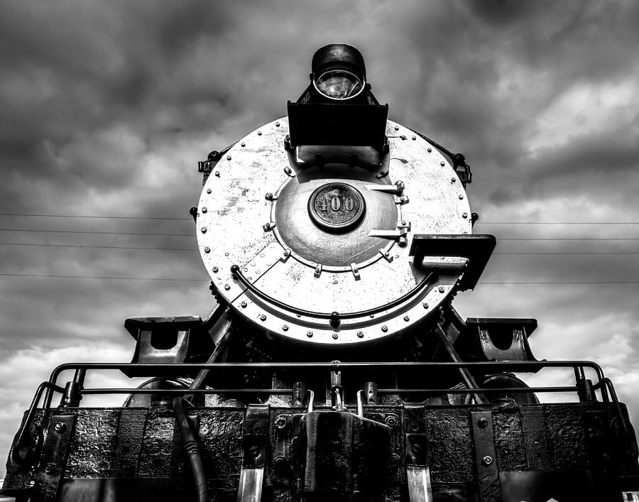Train Photograph - Locomotive smile B and W by Geoff Mckay