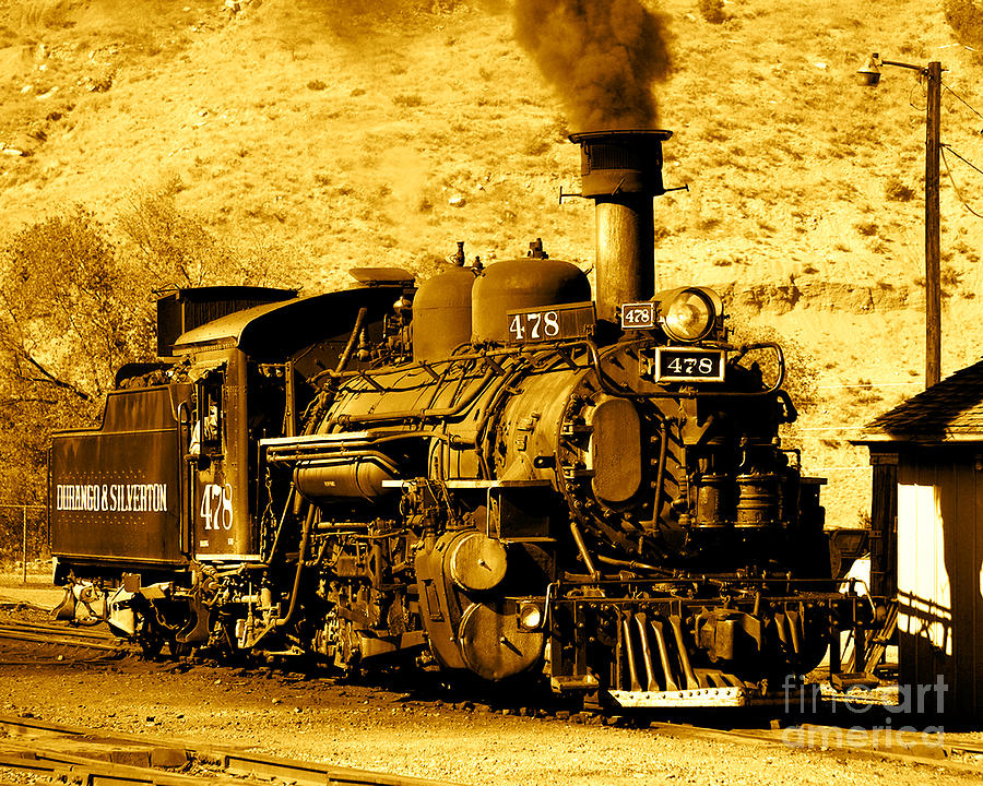 Sepia Locomotive Coal Burning Train Engine   Photograph by Jerry Cowart