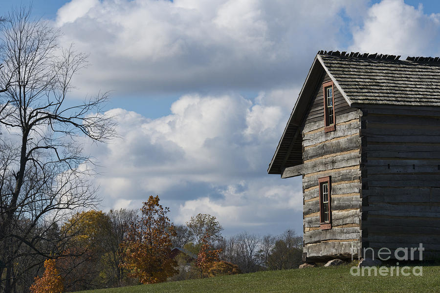 Cabin Photograph - Log Cabin and November Sky by David Arment