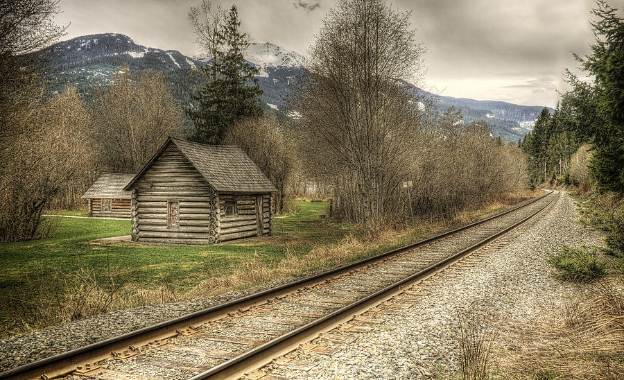 Log Cabin and Railroad Tracks Photograph by Claudio Bacinello