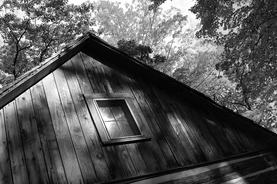 Log Cabin BW version Photograph by Sheryl Burns