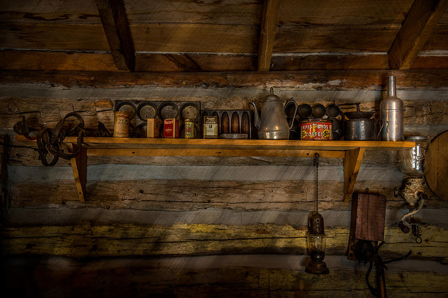 Log cabin Shelf Photograph by Paul Freidlund