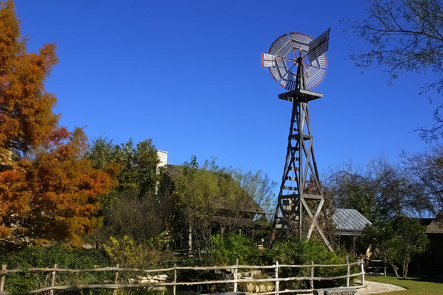 Log Cabins Windmill Photograph by Linda Phelps