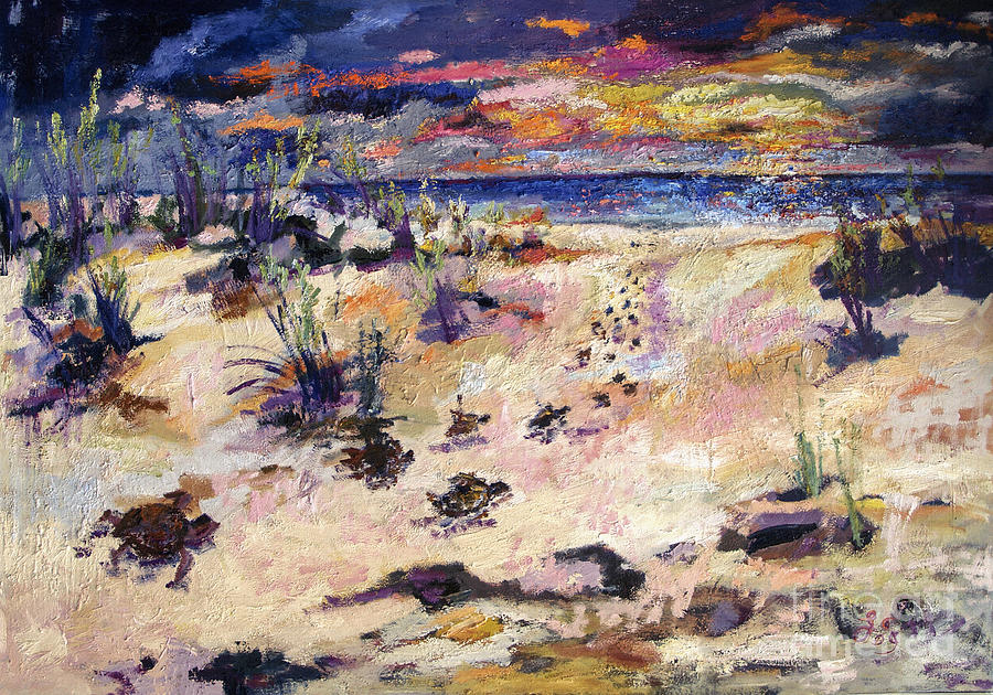 Georgia Beach Jekyll Island Sunset Painting by Ginette Callaway