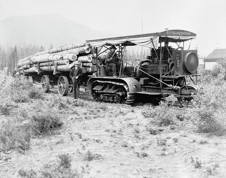 Logging With Tracked Tractor Photograph by Library Of Congress/science Photo Library