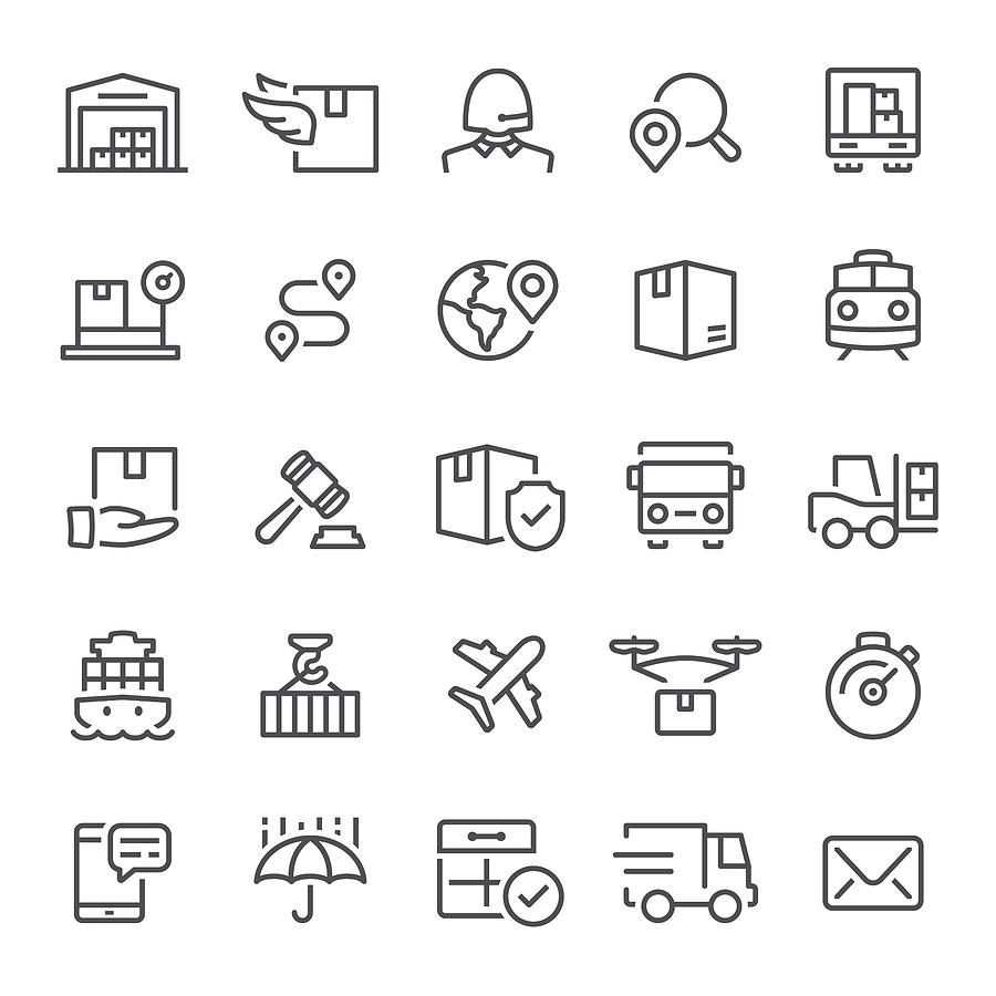 Logistics Icons Drawing by Soulcld