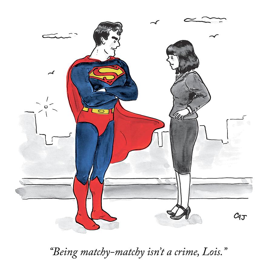 Lois Lane And Superman Talk On The Street. Digibuy Drawing by Carolita Johnson
