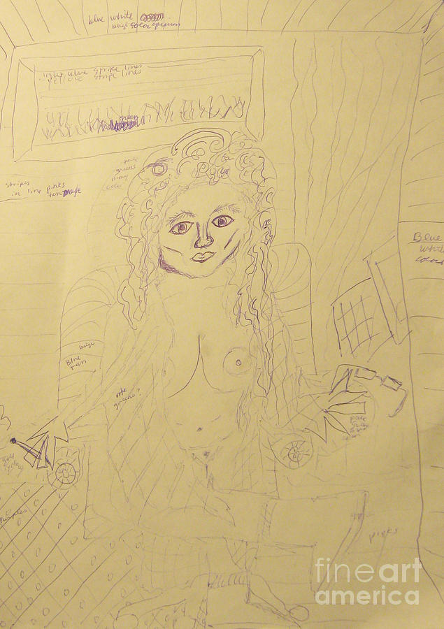 Picasso Drawing - Lois Picasso Nude Self Study 1 by Lois Picasso