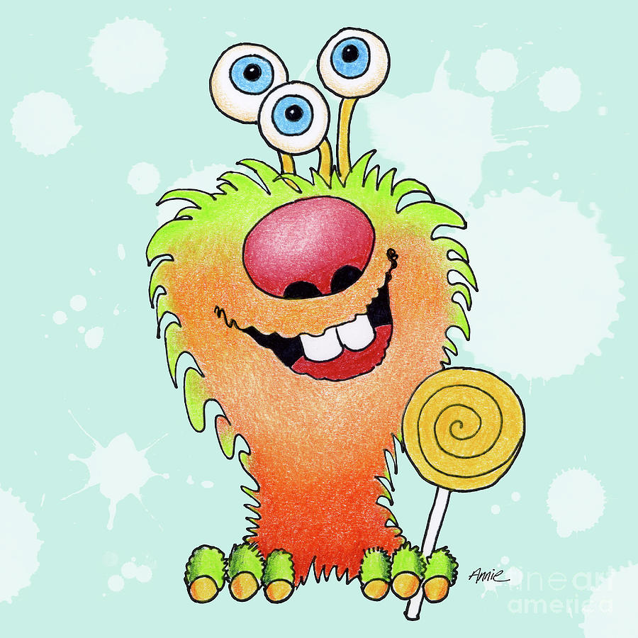 Lolli Pop Monster Painting by Annie Troe