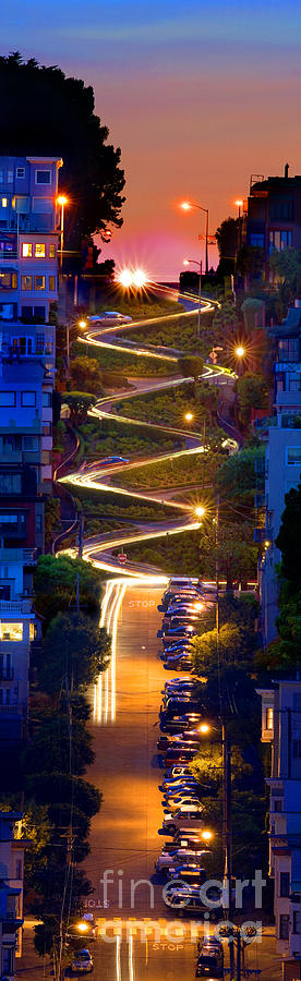 Lombard Street in the Evening San Francisco Photograph by Wernher Krutein
