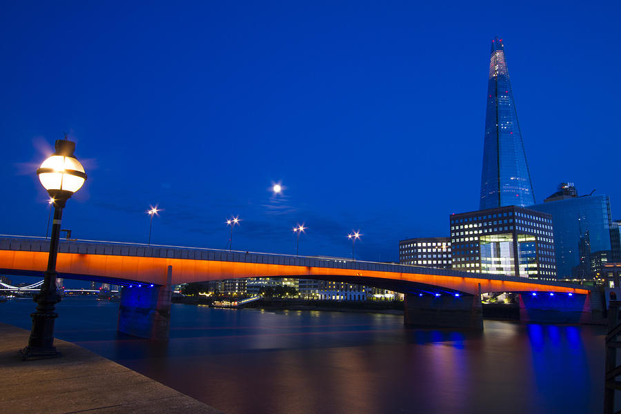 London Bridge Shard night Photograph by David French