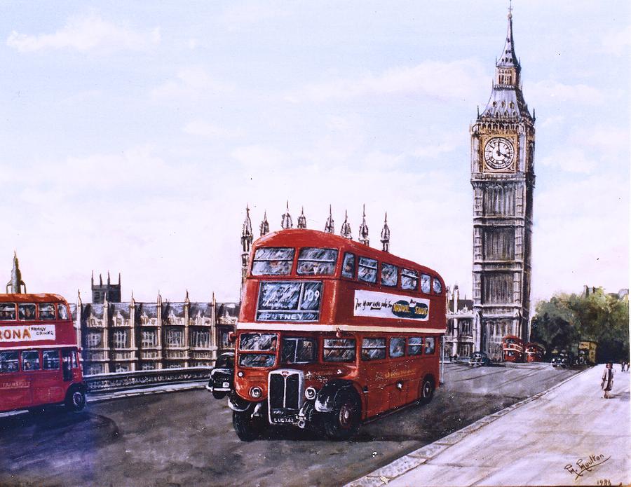 London Bus on Westminster Bridge London Painting by Mackenzie Moulton