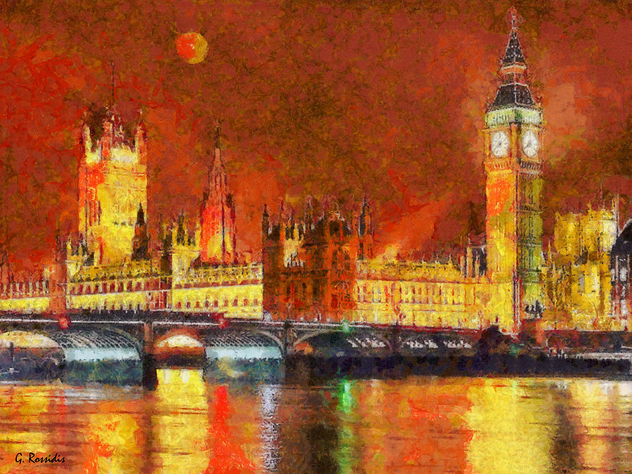 London by night Painting by George Rossidis