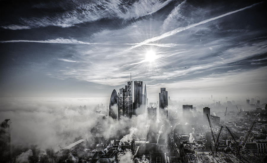 London City kooking South in fog and sunshine Photograph by Howard Kingsnorth