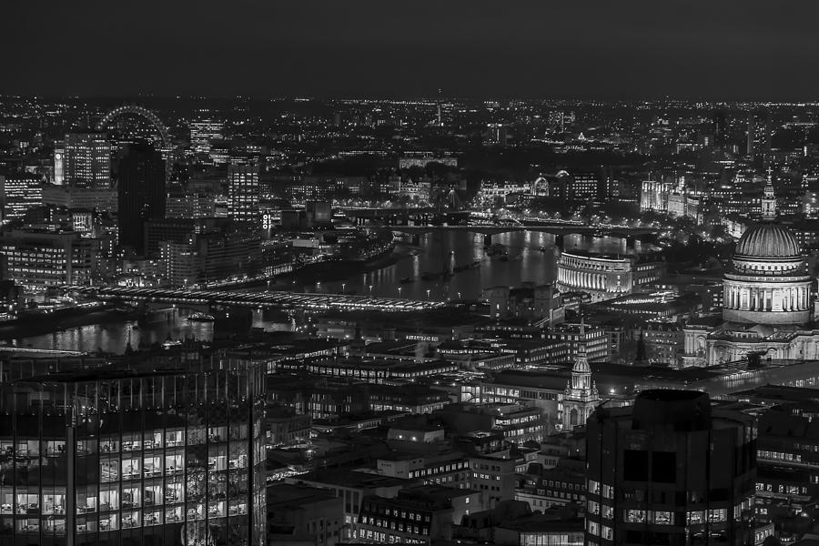 London City At Night Black and White Photograph by Andy Myatt