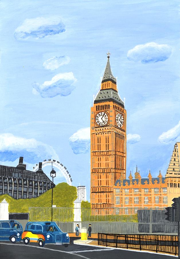 London England Big Ben  Painting by Magdalena Frohnsdorff