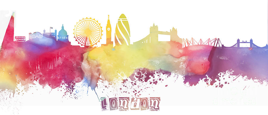 London England Skyline Colored Digital Art