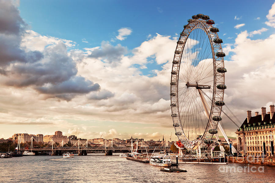 London Photograph - London England the UK skyline The London Eye by Michal Bednarek