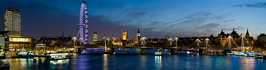 Architecture Photograph - London Eye And Central London Skyline by Panoramic Images