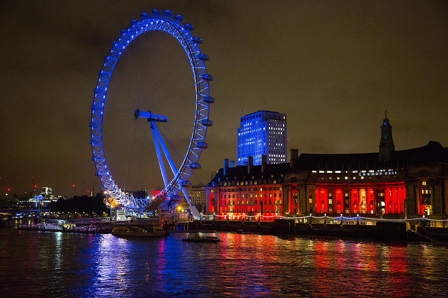London Eye at night Photograph by Allan Morrison