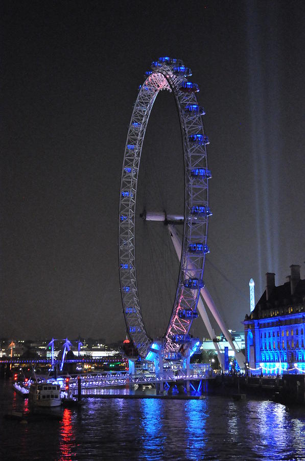 London Eye Photograph - London Eye at night by Simon Hackett