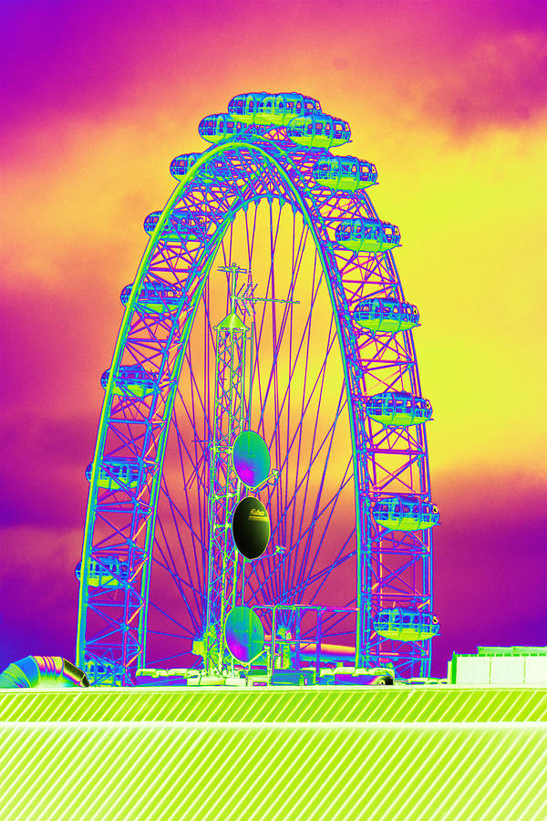 London Photograph - London Eye Framing Antennae Psychedelicized by Richard Henne
